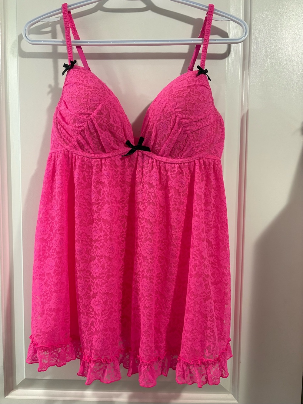 La Senza Hot Pink Lace Babydoll Chemise